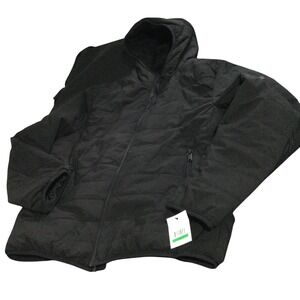 DKNY Black Puffer Hooded Jacket‎ Full Zip Quilted Winter Warm Coat L